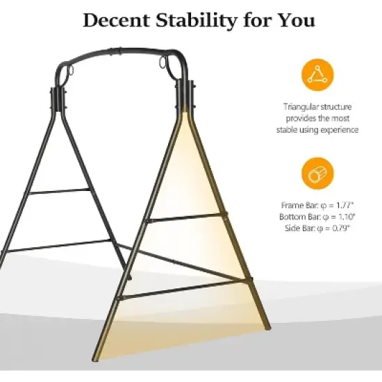 VINGLI Heavy Duty Metal Porch Swing Frame with Extra Safety Side Bars, Hanging Swing Frame for Yard, Garden, Lawn, Outdoors image {3}