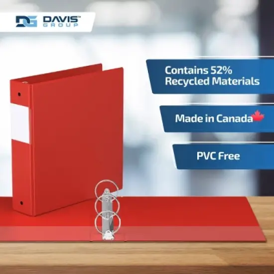 Davis Group 6pk 2" Premium Economy Round Ring Binders Red: Hard Cover, 400 Sheet Capacity, 2 Pockets, Polypropylene image {6}