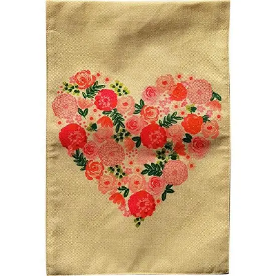 Briarwood Lane Floral Heart Valentine's Day Burlap Garden Flag 18" x 12.5" image {2}