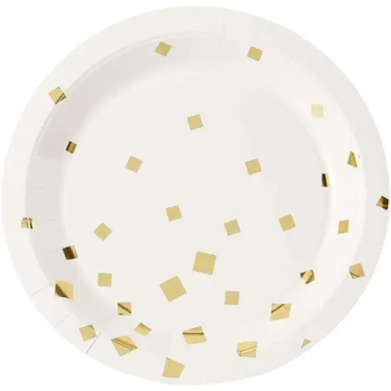 Juvale 48-Pack Gold Foil Square Confetti Disposable Paper Plates 9" Party Supplies image {3}