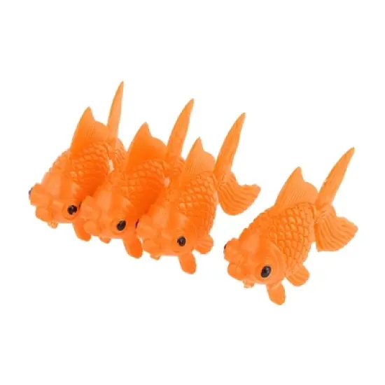Unique Bargains Plastic Fish Tank Ornament Artificial Swing Tail Goldfish Orange 4 Pcs image {2}