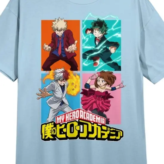 My Hero Academia Cast Crew Neck Short Sleeve Light Blue Women's NIght Shirt image {1}