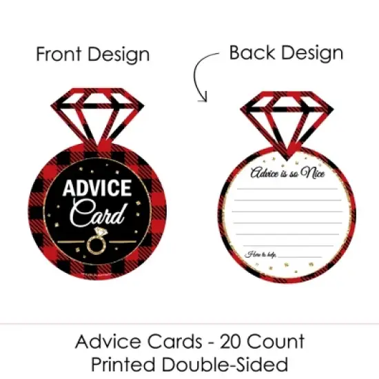 Big Dot of Happiness Flannel Fling Before The Ring - Ring Wish Card Buffalo Plaid Bachelorette Party Activities - Shaped Advice Cards Game - Set of 20 image {2}