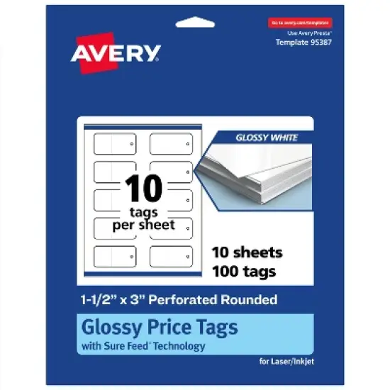 Avery Perforated Price Tags, 1-1/2" x 3", Glossy White, 100 Total image {9}