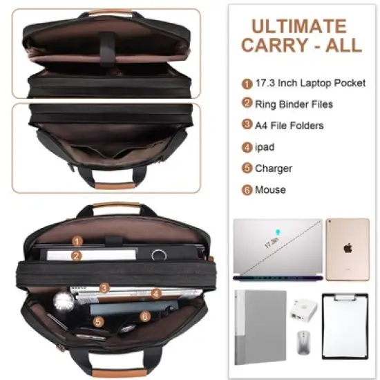 3 In 1 Laptop Bag for Men, 17 Inch Computer Bag Laptop Backpack image {4}