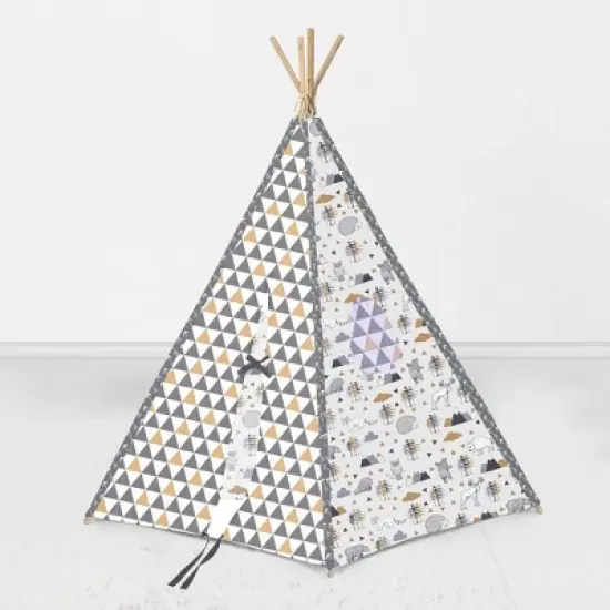 Bacati - Woodlands Gray/Beige Play Tent for Kids/Toddlers, 100% Cotton Percale Fabric Cover  image {3}