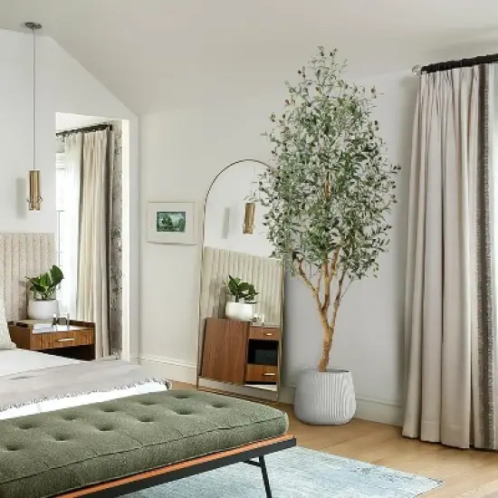 Olive Trees Artificial Indoor, Artificial Plants, Olive Tree with Planter, Fake Topiary Silk Tree with Natural Wood Trunk and Lifelike Fruits image {5}