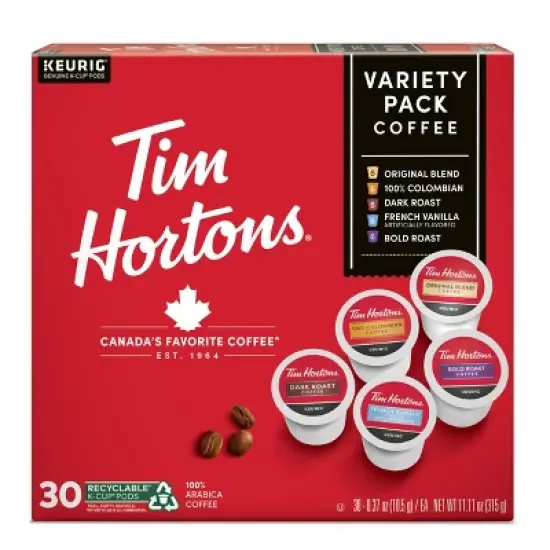 Tim Hortons Medium Roast Variety K-Cup Coffee Pods - Compatible with Keurig Brewers - 30 ct image {7}