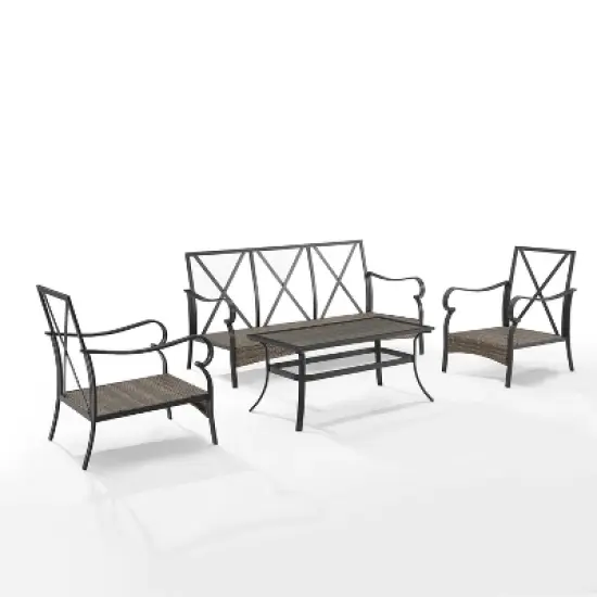 4pc Dahlia Outdoor Steel Conversation Set Taupe/Matte Black - Crosley image {6}