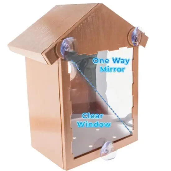 5 Star Super Deals 2 See Through One Way Mirrored Bird House - Suction Cup Window Mounted Bird Nesting Box image {3}