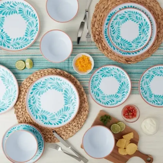 Infuse 12pc Melamine Dinnerware Set Blue image {3}