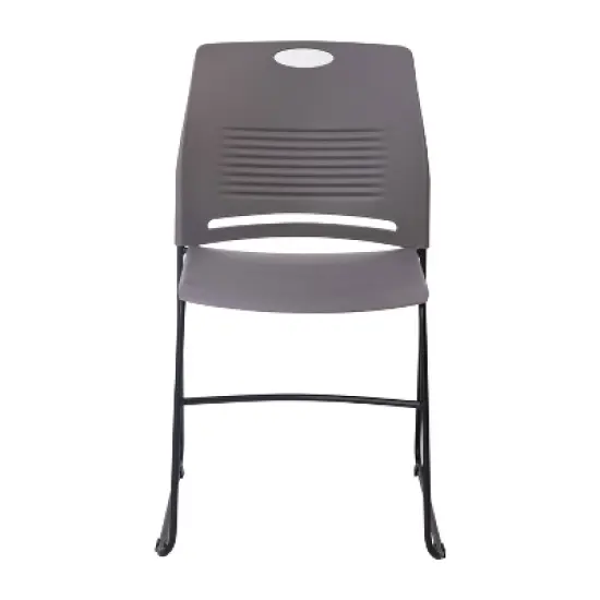 Emma and Oliver Heavy Duty 660 lb. Capacity Ergonomic Polypropylene Stack Chair with Perforated Back and Steel Sled Base image {10}