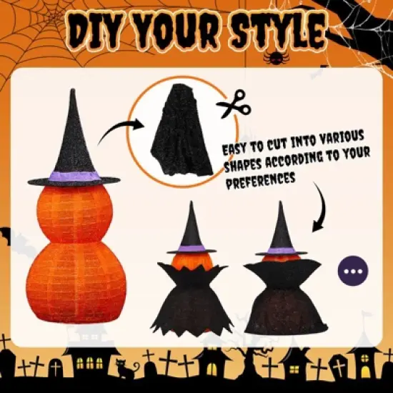 Karl Home 2PCS 3ft Halloween Collasipble Lighted Pumpkin Decoration image {3}