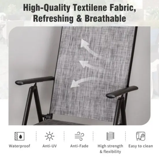 Captiva Designs 7pc Patio Dining Set with Slat-top Rectangle Table & Sling Foldable Chair image {14}