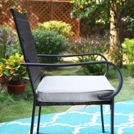 7pc Patio Dining Set with Table & Wicker Rattan Chairs - Captiva Designs image {9}