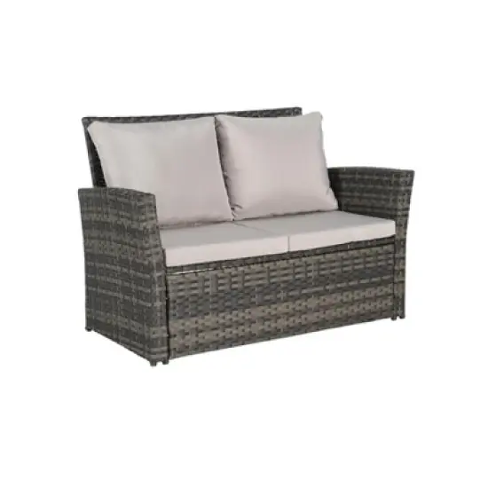 FIONECA 4-Piece Outdoor Patio Rattan Wicker Furniture Set with Tempered Glass Coffee Table, Garden, Poolside, Lawn Chairs image {7}