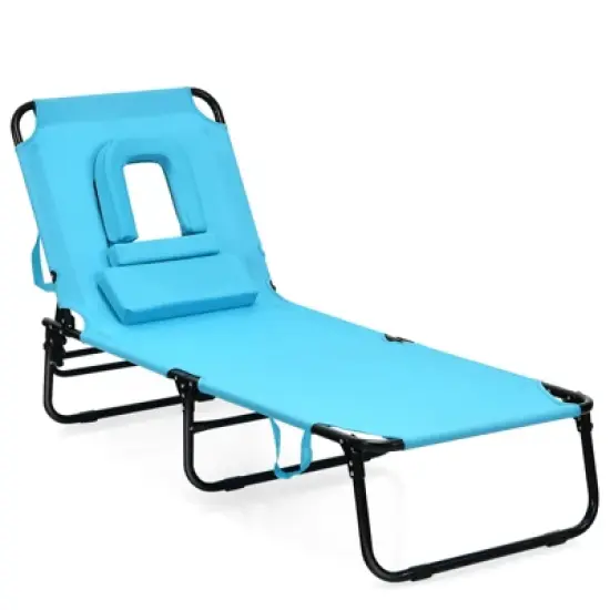 Tangkula Outdoor Folding Beach Chaise Lounge Chair Adjustable Camping Recliner image {12}