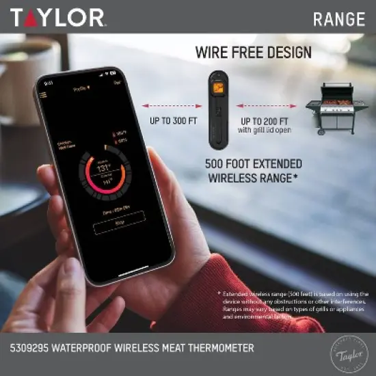 Taylor Bluetooth App Wireless Digital Cooking Kitchen Meat Thermometer: Stainless Steel Probe, Smartphone Controlled,&nbsp;SMARTTHERMO App image {5}
