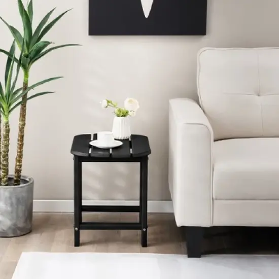 Costway 18'' Patio Adirondack Side Table Weather Resistant HDPE Garden Grey/Black image {1}