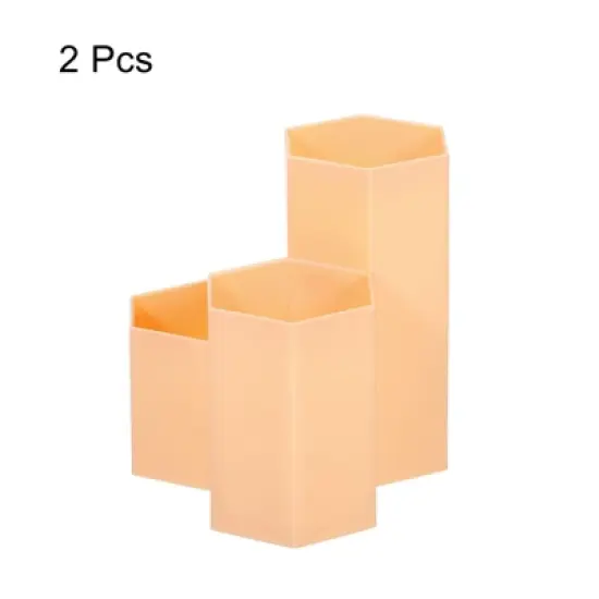 Unique Bargains Pencil Holder Plastic 3 Slots Hexagon Desk Organizer Pen Cup for Office Desktop Home image {2}