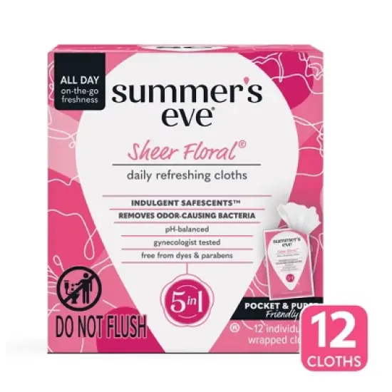 Summer's Eve Sheer Floral 5-in-1 Feminine Wipes - 12ct image {8}