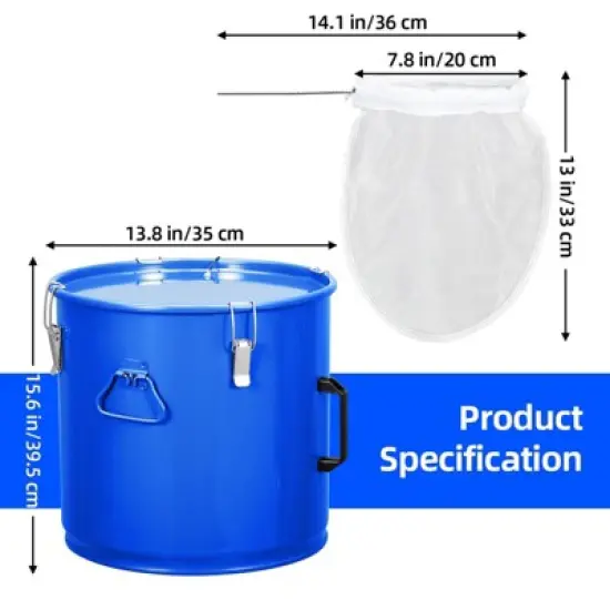 Fryer Grease Bucket 10 Gal Oil Disposal Caddy Steel Fryer Oil Bucket with Rust-Proof Coating Lid Lock Clips Filter Bag Oil Transport Container image {1}