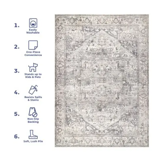 nuLOOM Brielle Machine Washable Vintage Medallion Area Rug image {11}