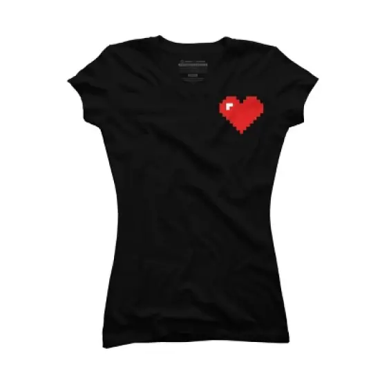 Junior's Design By Humans Pixelated Pocket Heart By T-Shirt image {2}