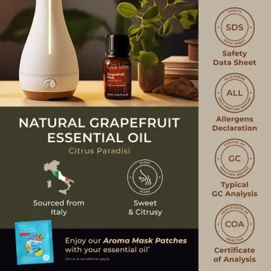 Grapefruit Essential Oil 0.34 Fl Oz - Gya Labs Grapefruit Oil Zesty Refreshing Scent image {5}