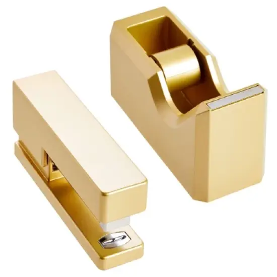 Paper Junkie 2 Piece Matte Gold Stapler and Tape Dispenser Set for Home Office Decor, Classroom Supplies, Desk Accessories for Dorm Room, Students image {7}