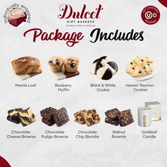 Dulcet Gift Basket, Gourmet Treats and Scented Candle Gift Basket, Congratulations Gift Baskets for Friend, Client, Graduate, New Parents, Men & Women image {4}