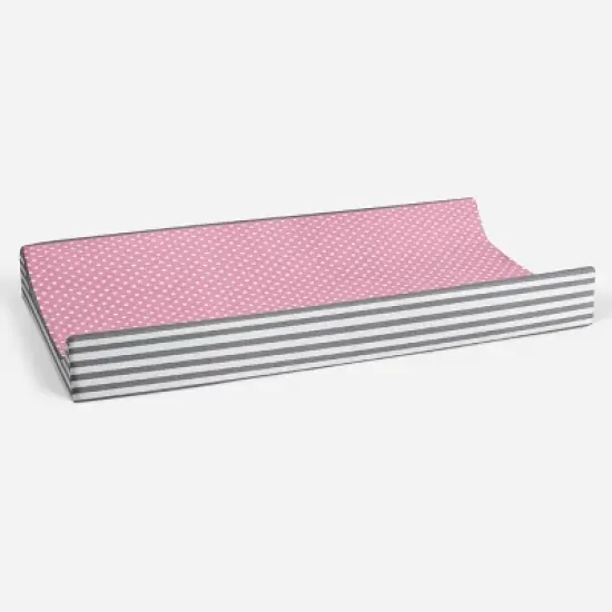 Bacati - Elephants Pink/Gray Pink Pin Dots Quilted Top Changing Pad Cover image {2}