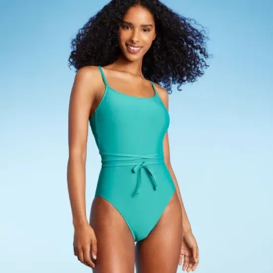 Women's Lace-Up One Piece Swimsuit - Shade & Shore&trade; Teal image {6}