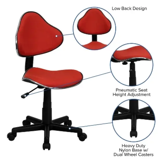 Emma and Oliver Red Fabric Swivel Ergonomic Task Office Chair image {2}