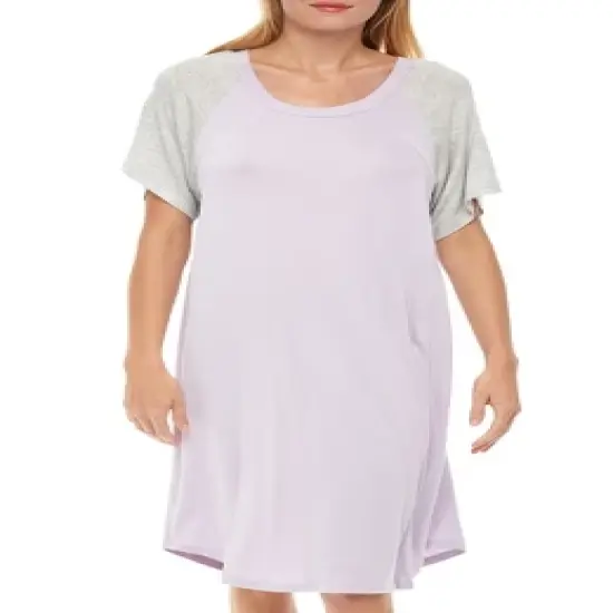 Maternity Nursing Top T-shirt Dress Soft Knit Sleep Shirt w/ Zipper Breastfeeding Sleepwear image {10}