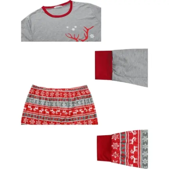 cheibear Christmas Deer Print Long Sleeve Tee with Pants Loungewear Family Pajama Sets image {3}