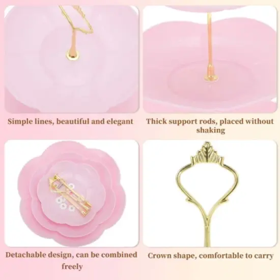 Unique Bargains Petal-shaped 3-Layer  Cake Display Holder with Tiered Serving Tray for Pastries Donuts and Fruits image {2}