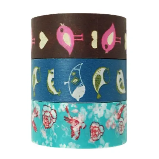 Wrapables Bye Bye Birdie Washi Masking Tape (Set of 3) image {1}
