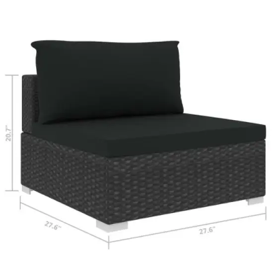 vidaXL 10 Piece Patio Lounge Set with Cushions Poly Rattan Black image {8}
