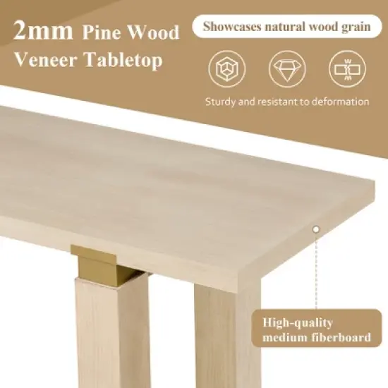 Gulches 62.9" Modern Minimalist Console Table - Solid Wood, Metal Accents, Built-in Shelf, 3 Colors, for Living Room image {9}