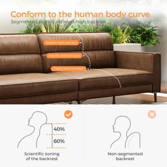 Luck Live 86.61 inches oil wax genuine leather, sofa frame is solid, comfortable to the touch image {3}