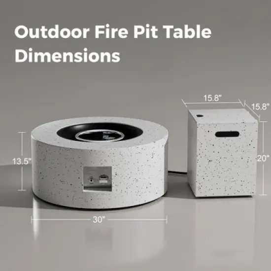 Evita Propane Fire Pit with Propane Tank, Glass Stone and Rain Cover Suitable for Outdoor Living-30*30*12.8 Inch image {1}