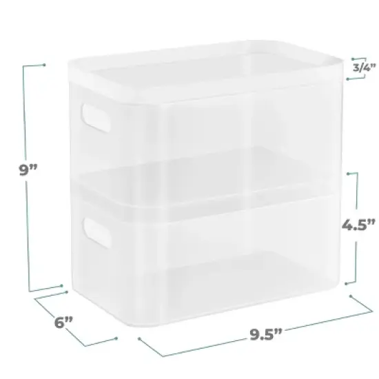 Sorbus Stackable Plastic Frosted Organizer Bins (2 Pack) - Perfect for storing items maintaining space neat and decluttered image {2}