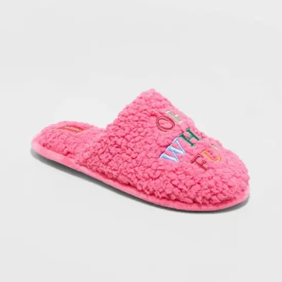 Women's Holiday Oh What Fun! Scuff Slippers - Wondershop&trade; Pink image {4}