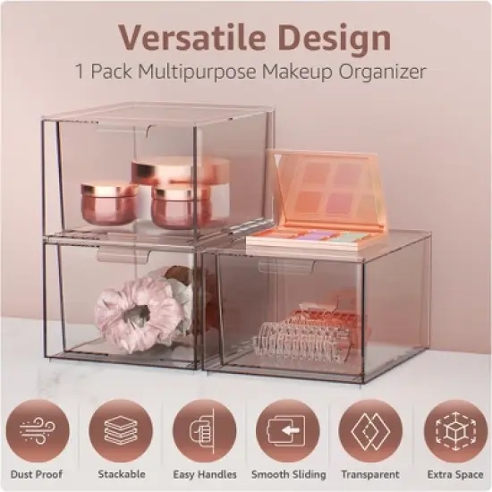 Sorbus Clear Stackable Acrylic Drawer Makeup Organizer - for Vanity, Bathroom, Under Sink, Cabinets, Jewelry, and More image {3}