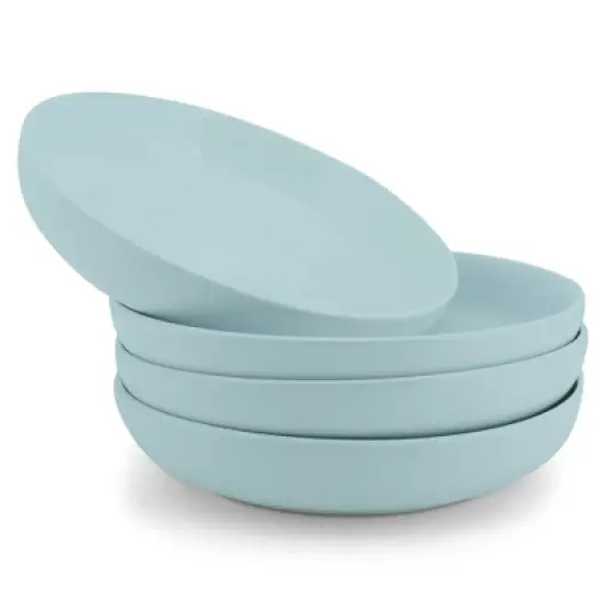 Elanze Designs Bistro Glossy Ceramic 8.5 inch Dinner Bowls Set of 4, Ice Blue image {5}