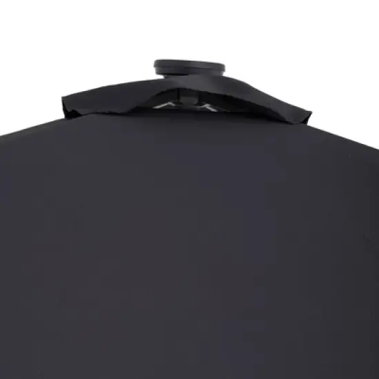 10' x 6.5' Solar LED Patio Umbrella with Tilt and Crank Lift Black - Wellfor image {3}