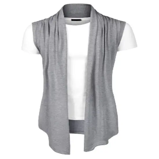 Lars Amadeus Men Casual Open Front Sleeveless Irregular Hem  with No Button Cardigan Vest image {9}
