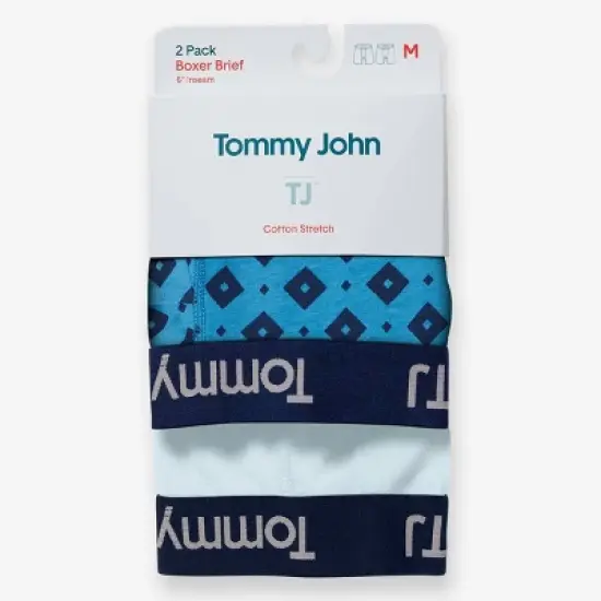 TJ | Tommy John&trade; Men's 6" Striped Boxer Briefs 2pk - Diamond Array/Crystal Blue image {1}