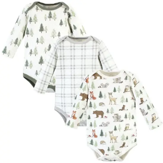 Hudson Baby Unisex Baby Quilted Long Sleeve Cotton Bodysuits, Forest Animals image {9}